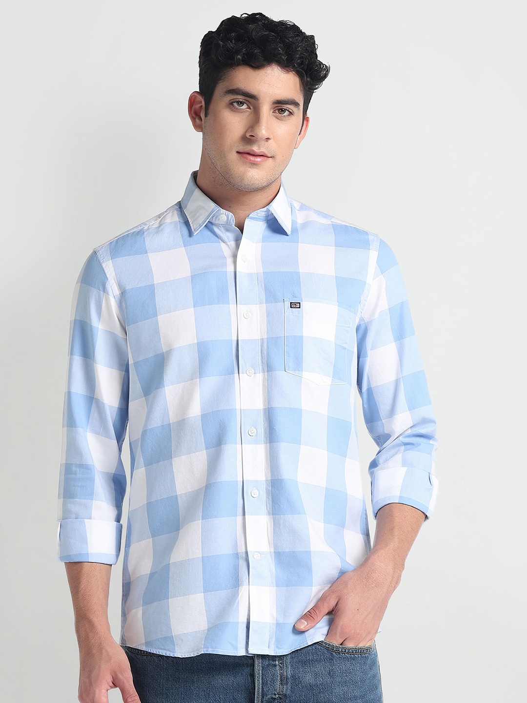 

Arrow Sport Men Slim Fit Opaque Checked Casual Shirt, Blue