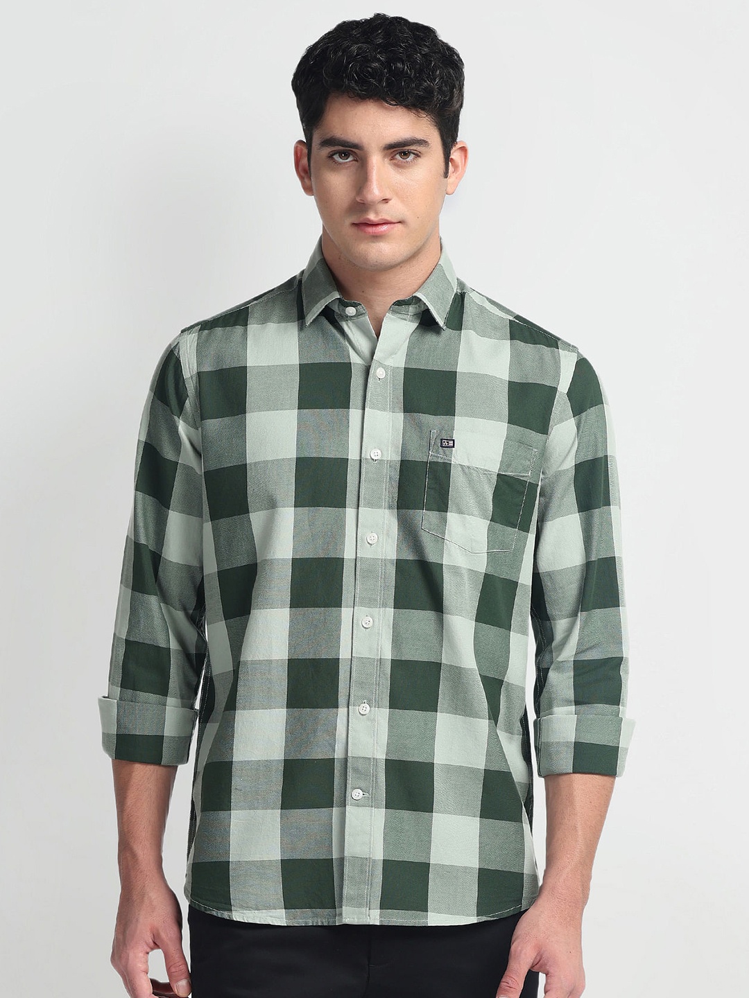 

Arrow Sport Men Slim Fit Buffalo Checks Opaque Checked Casual Shirt, Green