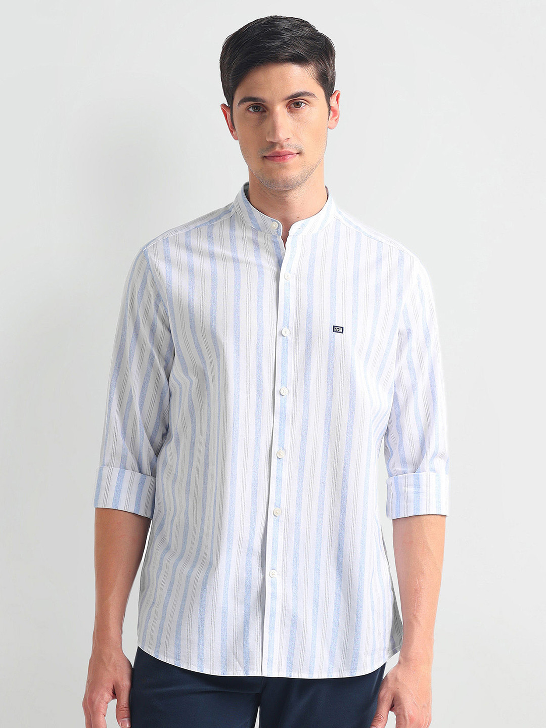 

Arrow Sport Men Slim Fit Opaque Striped Casual Shirt, Blue