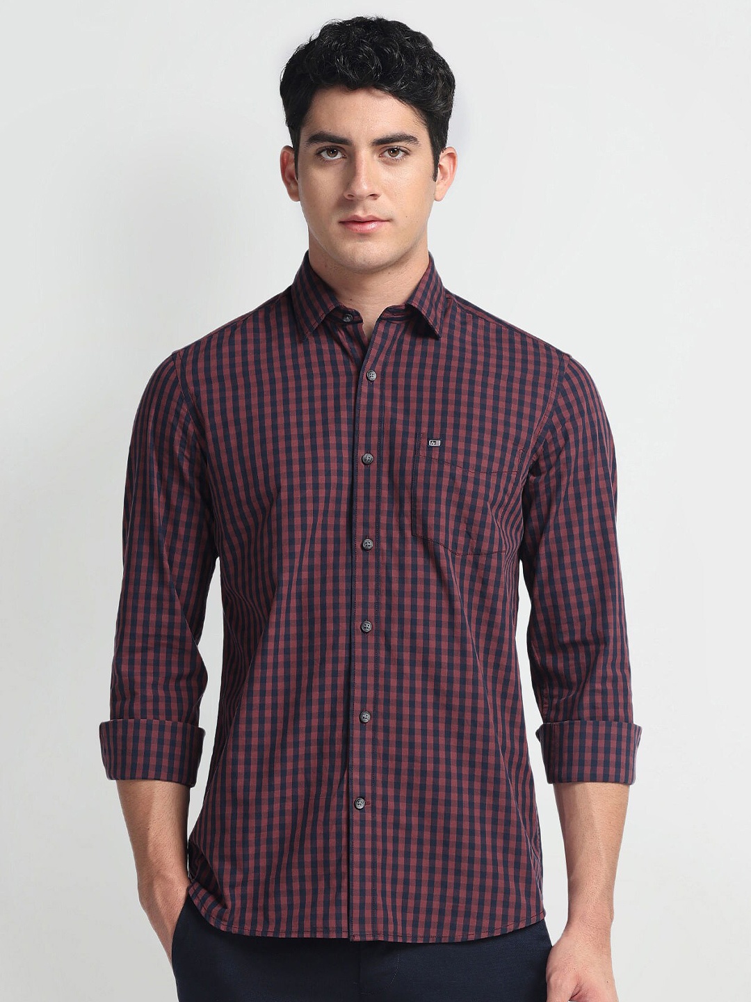 

Arrow Sport Men Slim Fit Opaque Checked Casual Shirt, Red