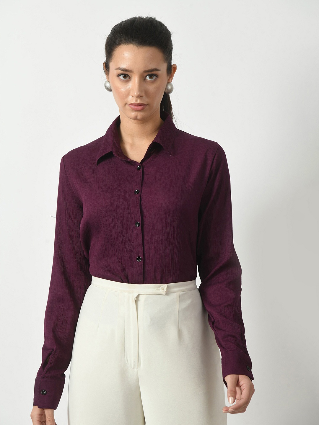 

BAESD Women Relaxed Opaque Casual Shirt, Purple