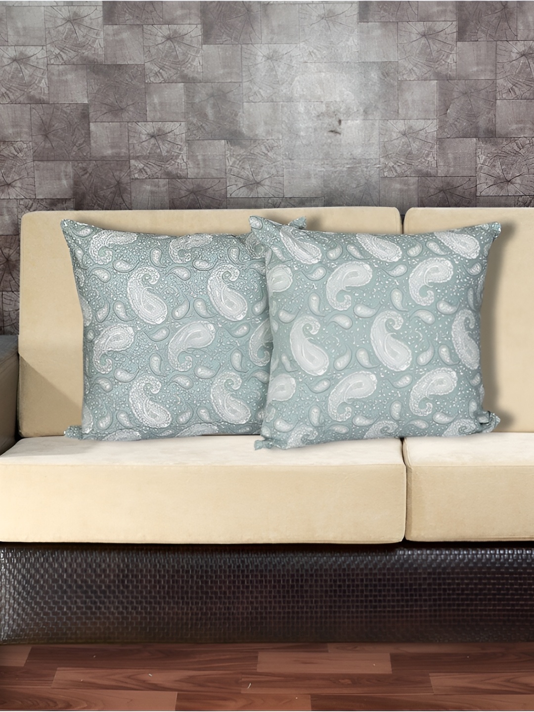 

INDHOME LIFE Grey & White Set of 2 Abstract Square Cushion Covers