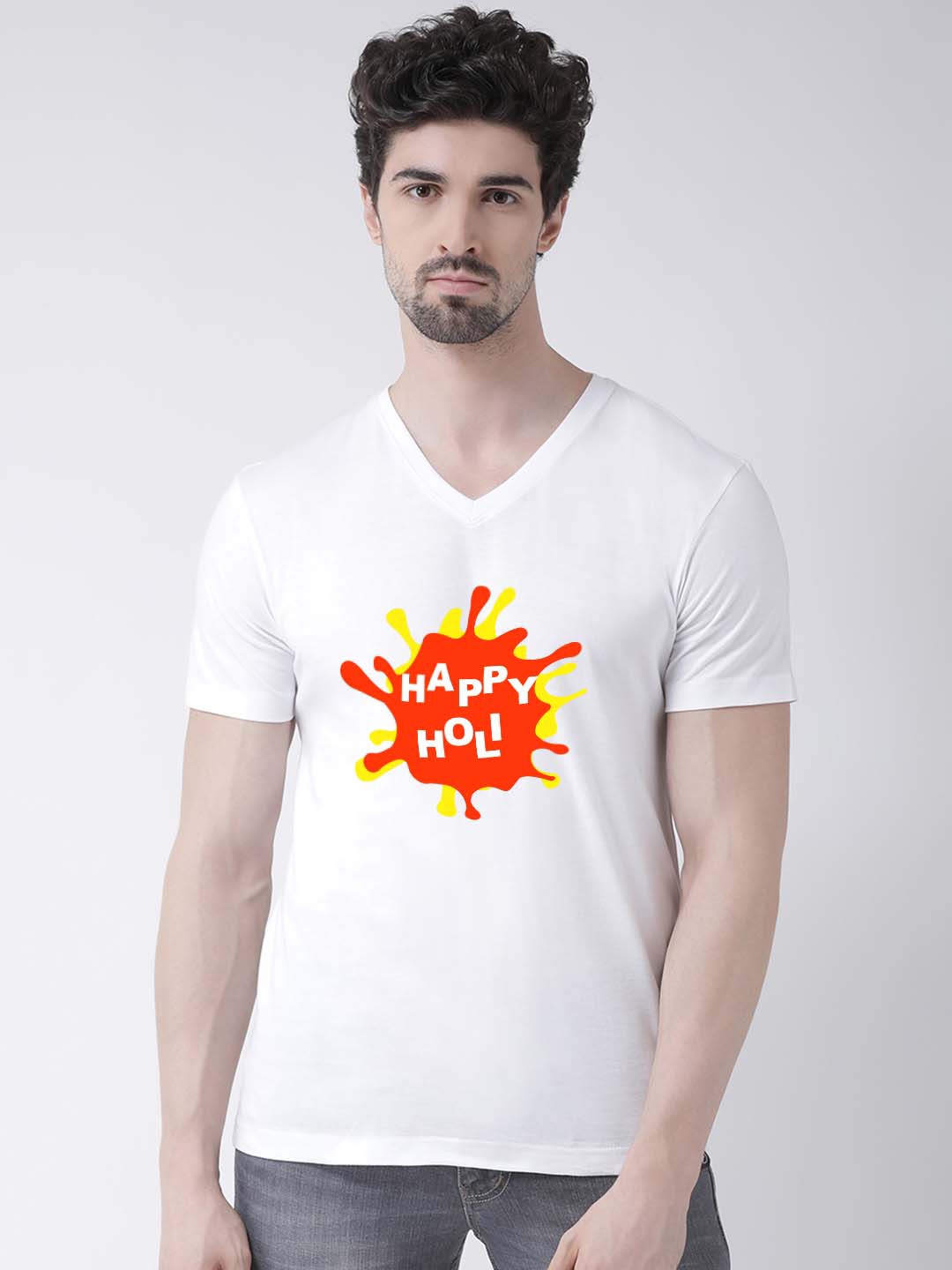 

Friskers Men Typography Printed V-Neck Applique Slim Fit T-shirt, White