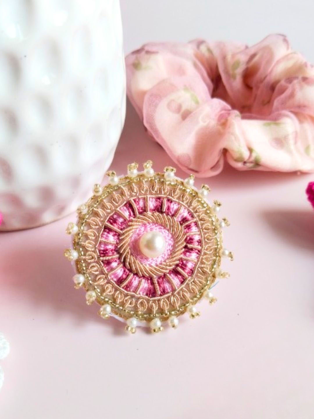 

Anouk Cocktail Adjustable Ring, Pink