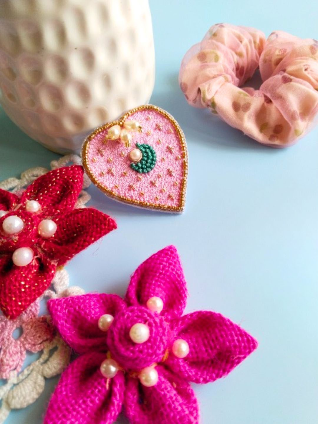 

Anouk Beads-Beaded Heart-Shaped Ring, Pink