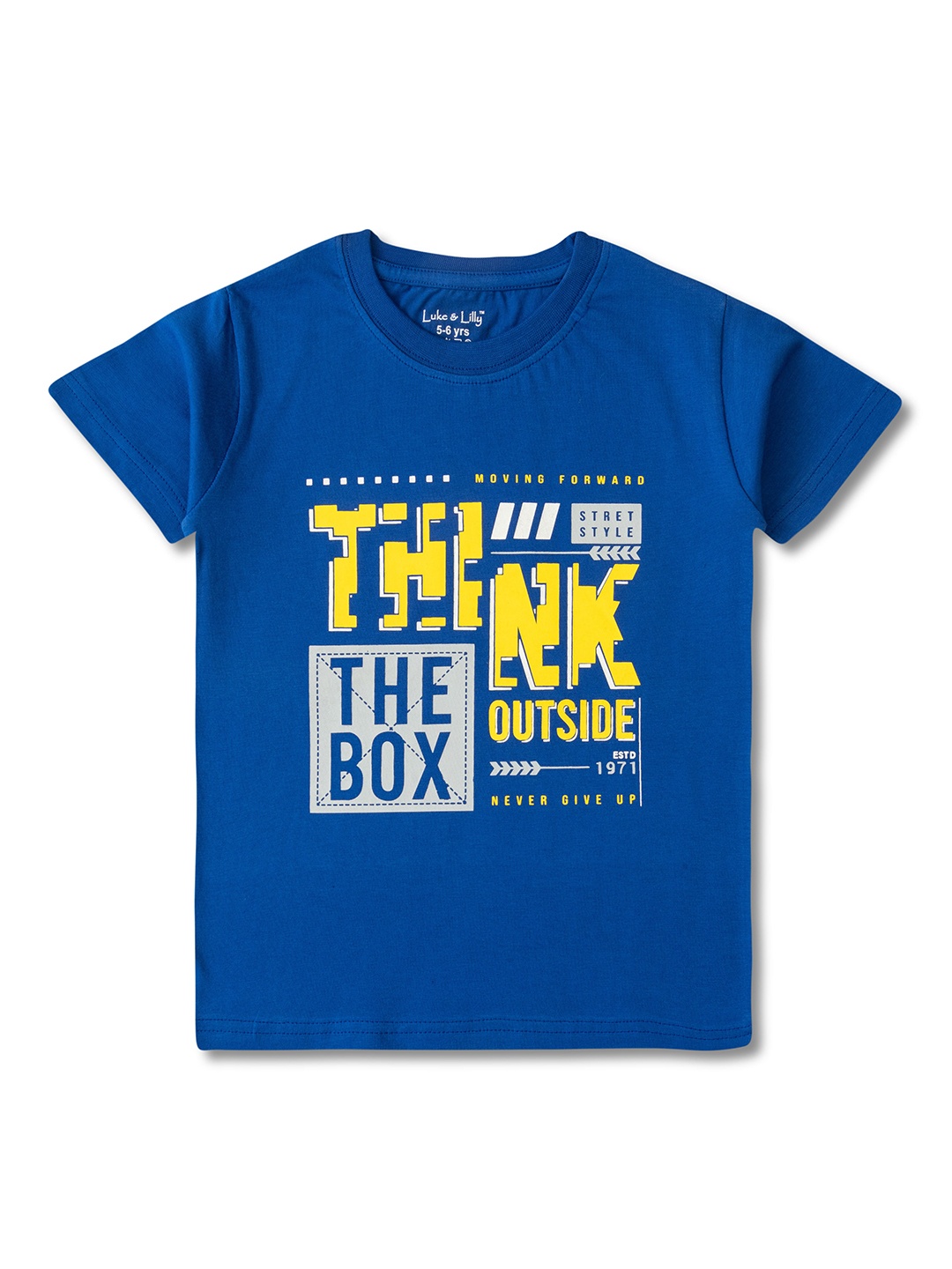 

Luke & Lilly Boys Typography Printed V-Neck Pockets T-shirt, Navy blue