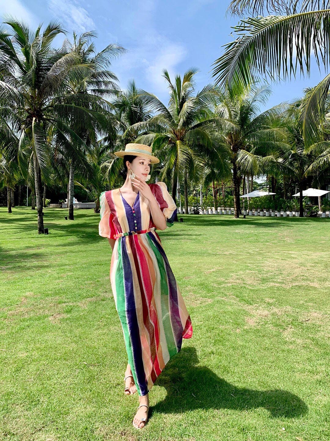 

JC Mode Striped Maxi Midi Dress, Multi