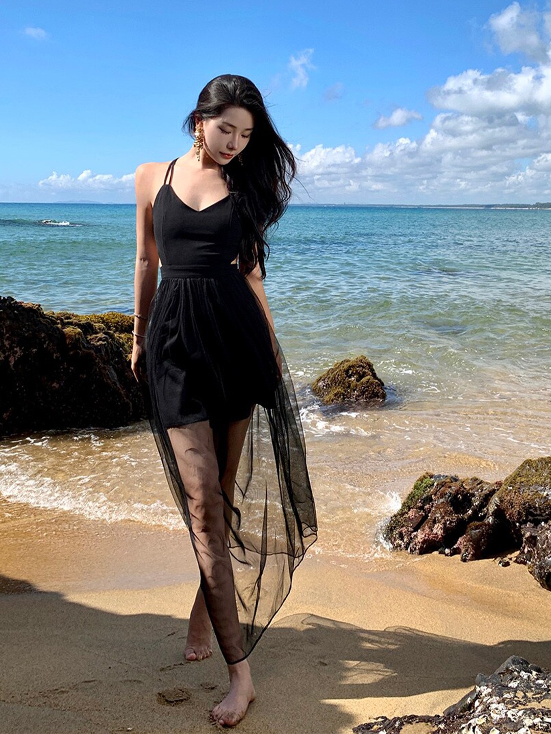 

JC Mode Fit & Flare Dress, Black