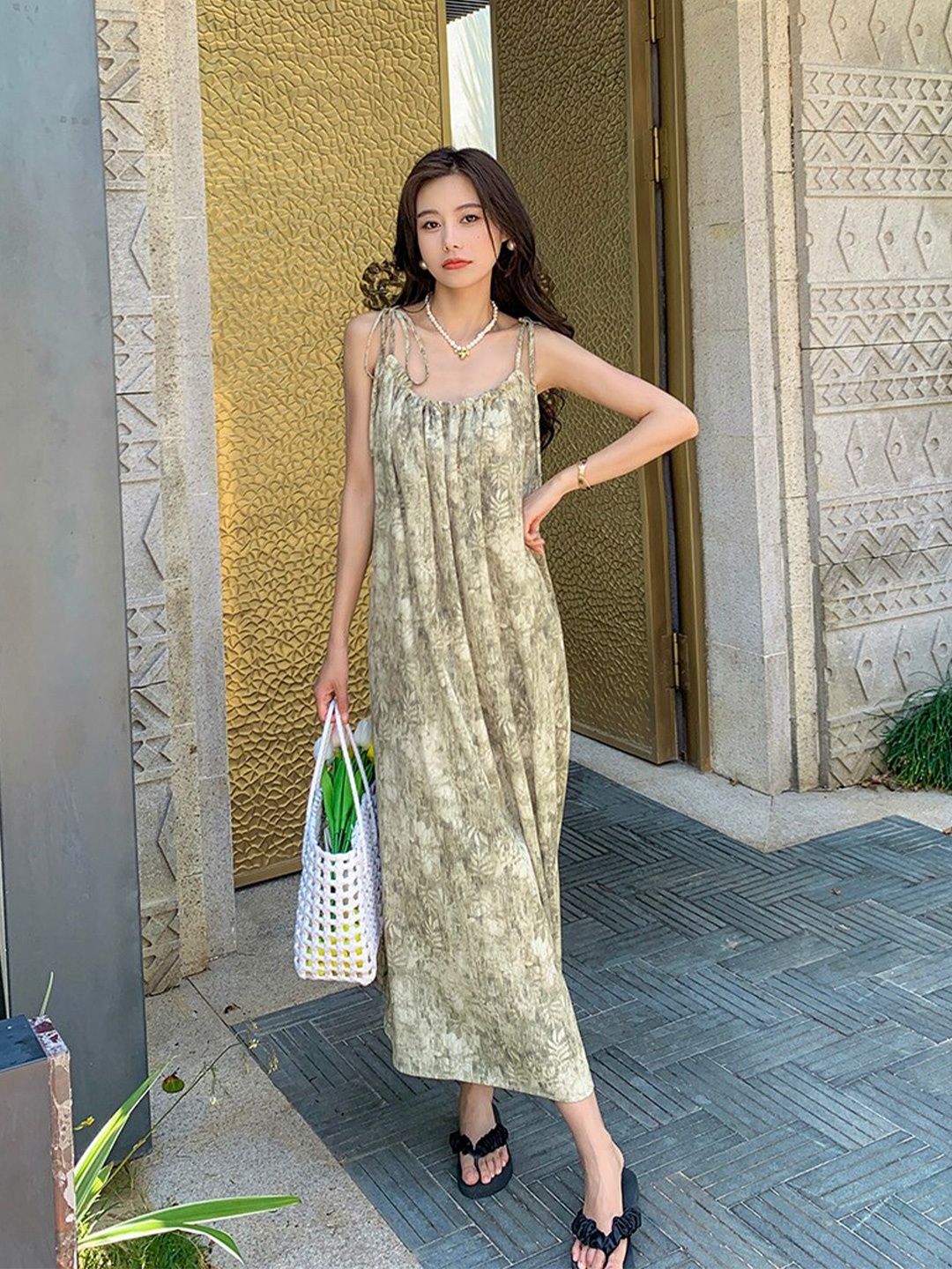 

JC Mode Striped Maxi Dress, Green