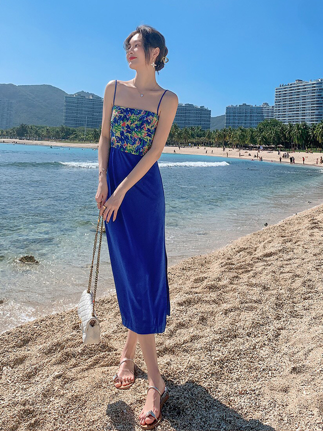 

JC Mode Floral Print Sheath Midi Dress, Blue