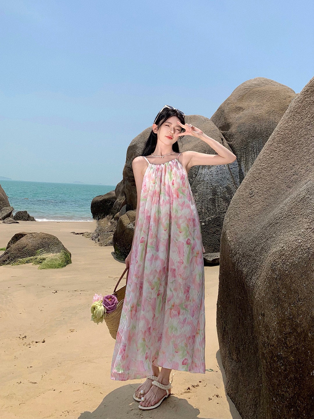 

JC Mode Floral Print Maxi Dress, Pink