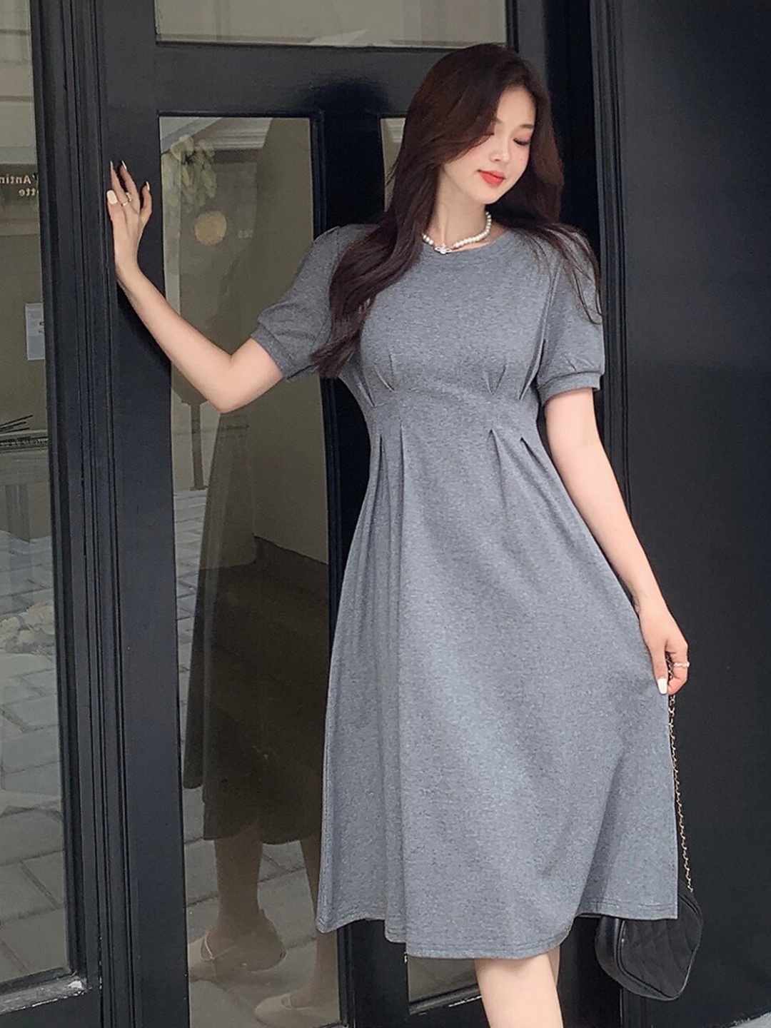 

JC Mode Print Maxi Midi Dress, Grey