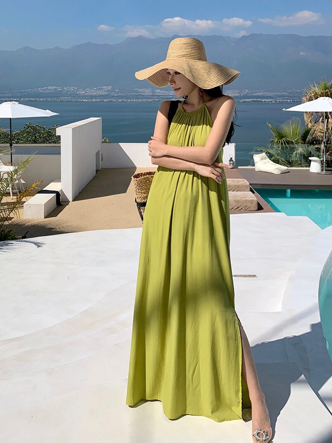 

JC Mode Floral Print Maxi Dress, Green