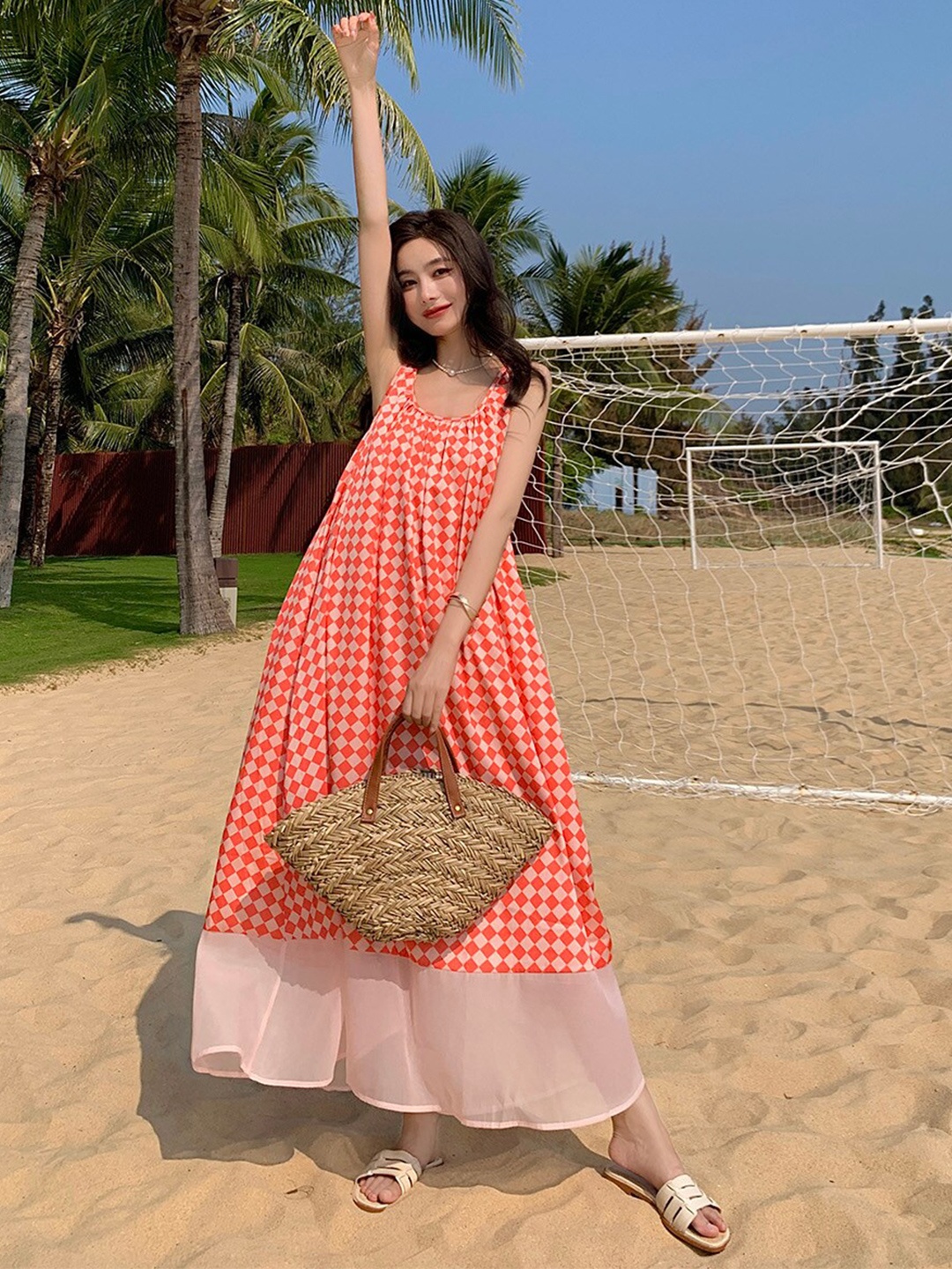 

JC Mode Checked A-Line Dress, Multi