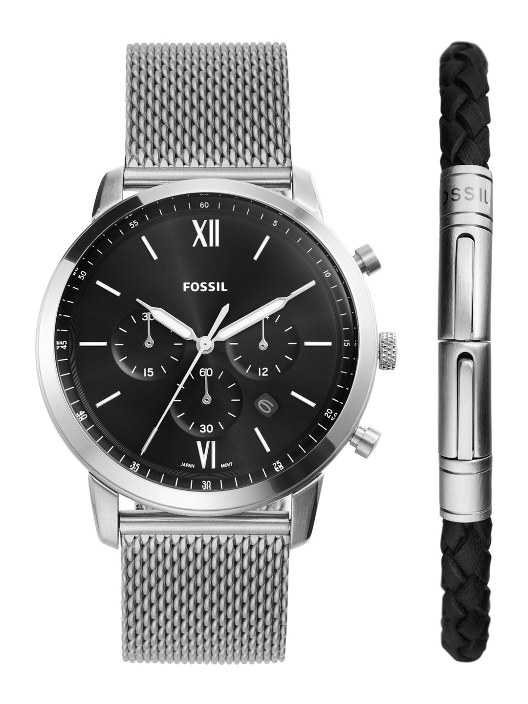 

Fossil Men Dial & Stainless Steel Bracelet Style Straps Analogue Watch FS6021SET, Silver