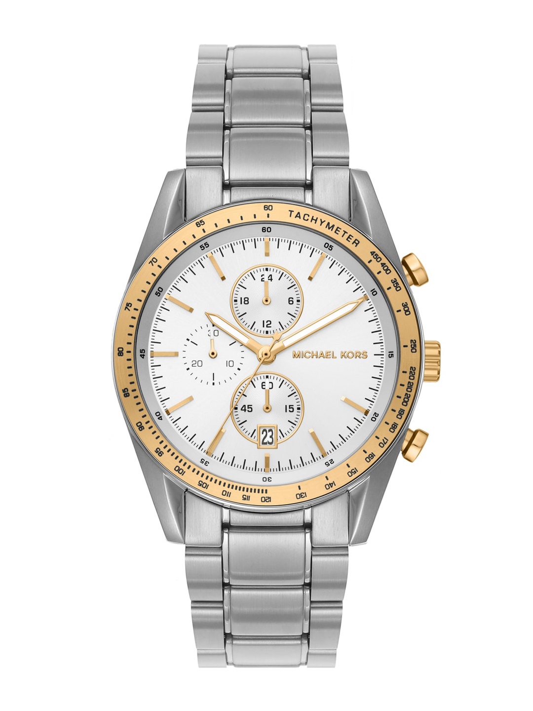 

Michael Kors Men Dial & Stainless Steel Bracelet Style Straps Analogue Watch MK9112, Silver