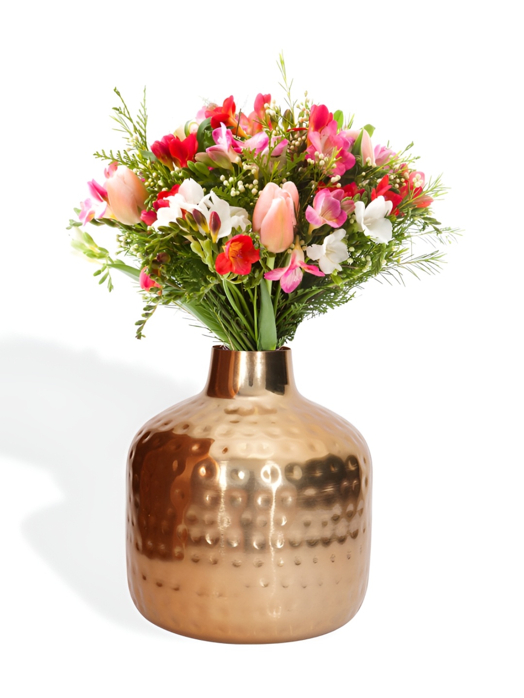 

Ekhasa Brown Unbreakable Metallic Hammered Round Flower Vase, Copper