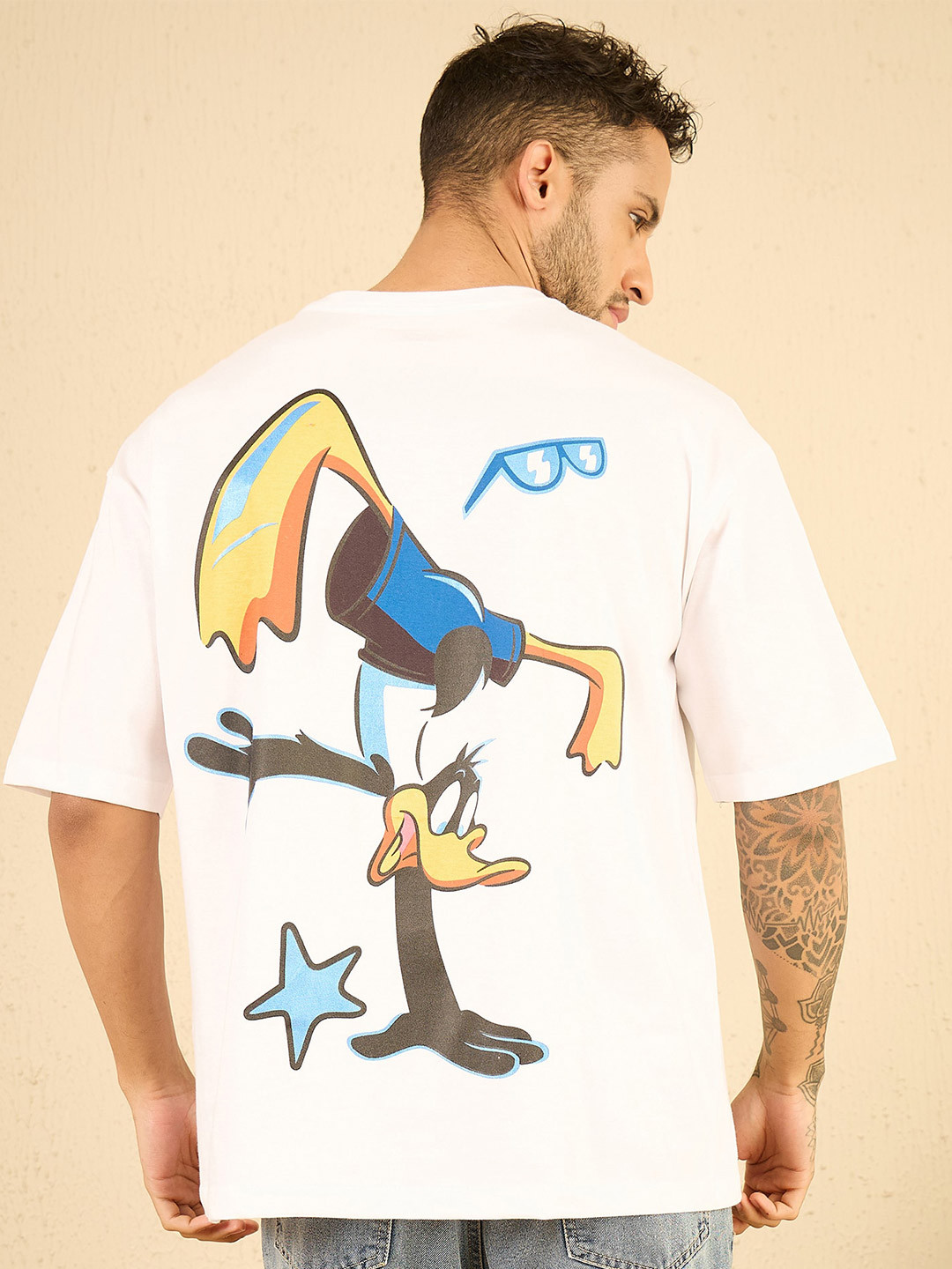 

Kook N Keech Looney Tunes Men Printed Oversized T-shirt, White