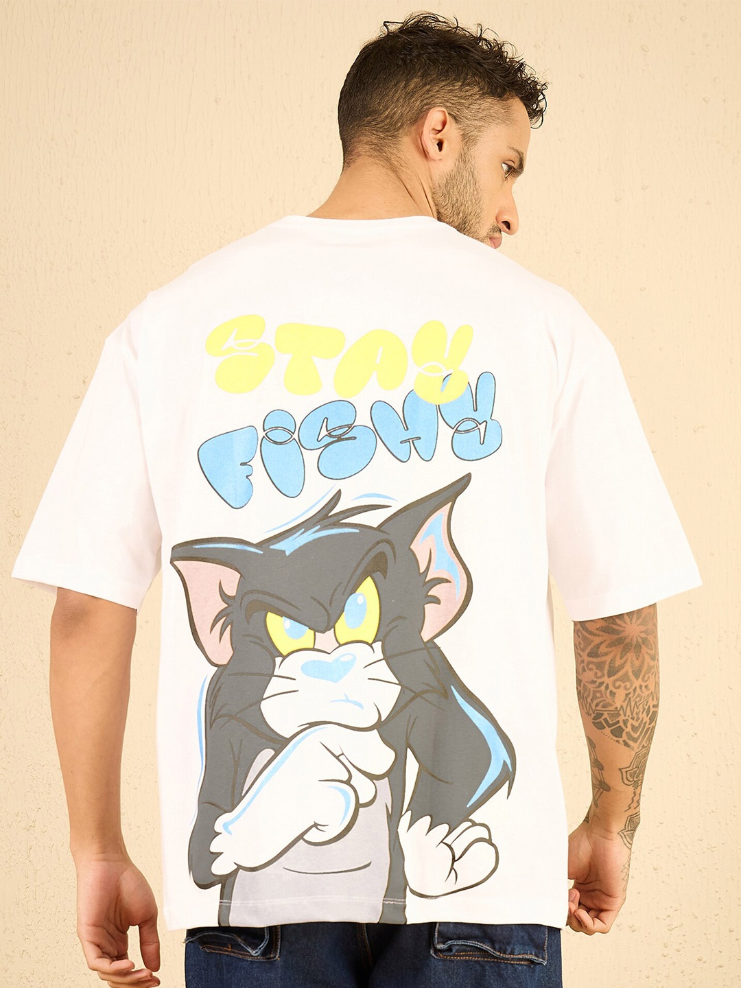 

Kook N Keech Toons Men Cartoon Printed Oversized T-shirt, White