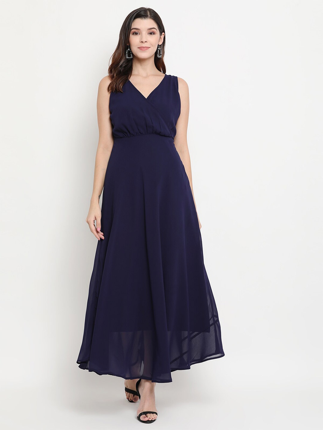 

THREAD MUSTER Georgette Maxi Dress, Navy blue