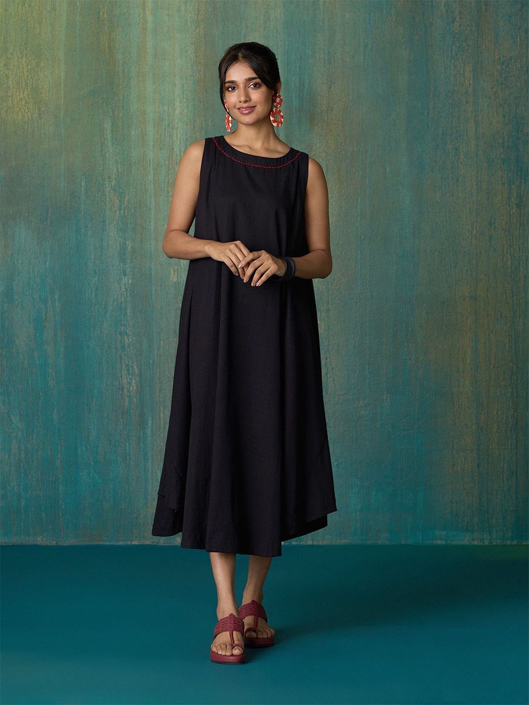 

Likha A-Line Midi Dress, Black