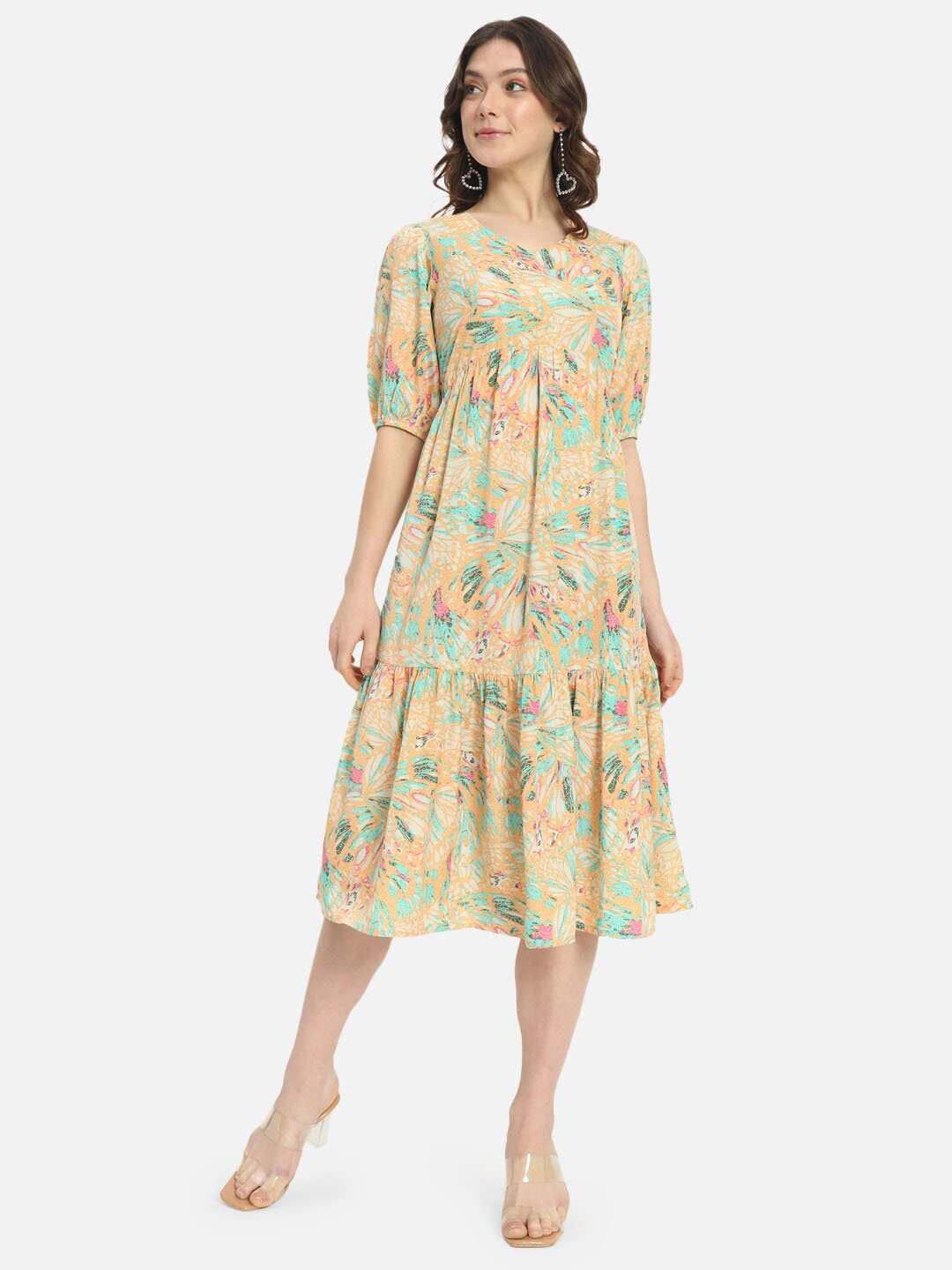 

BAESD Floral Print Crepe A-Line Midi Dress, Multi