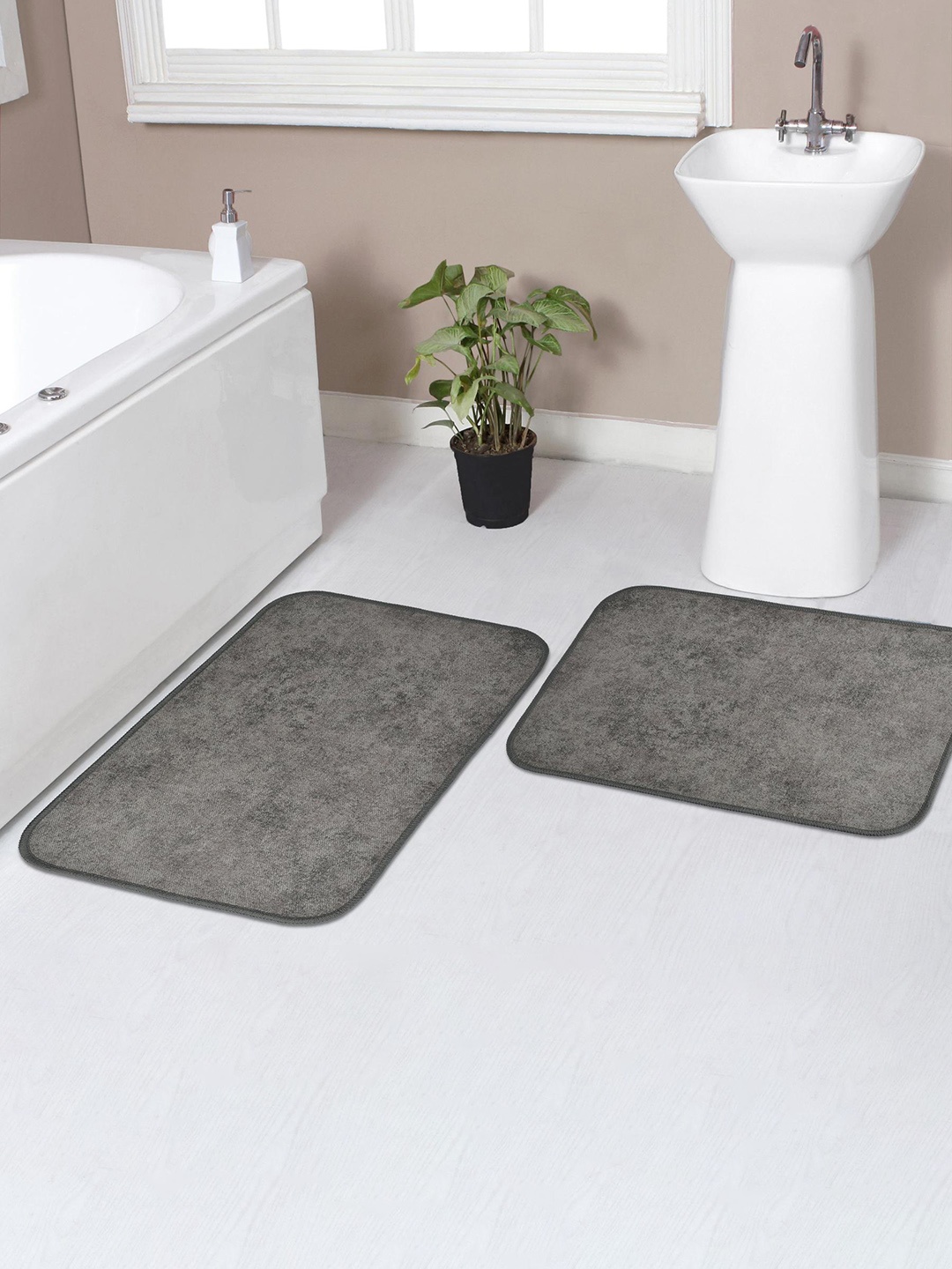 

Florida Grey 2 Pieces Abstract Printed Anti-Skid Doormats