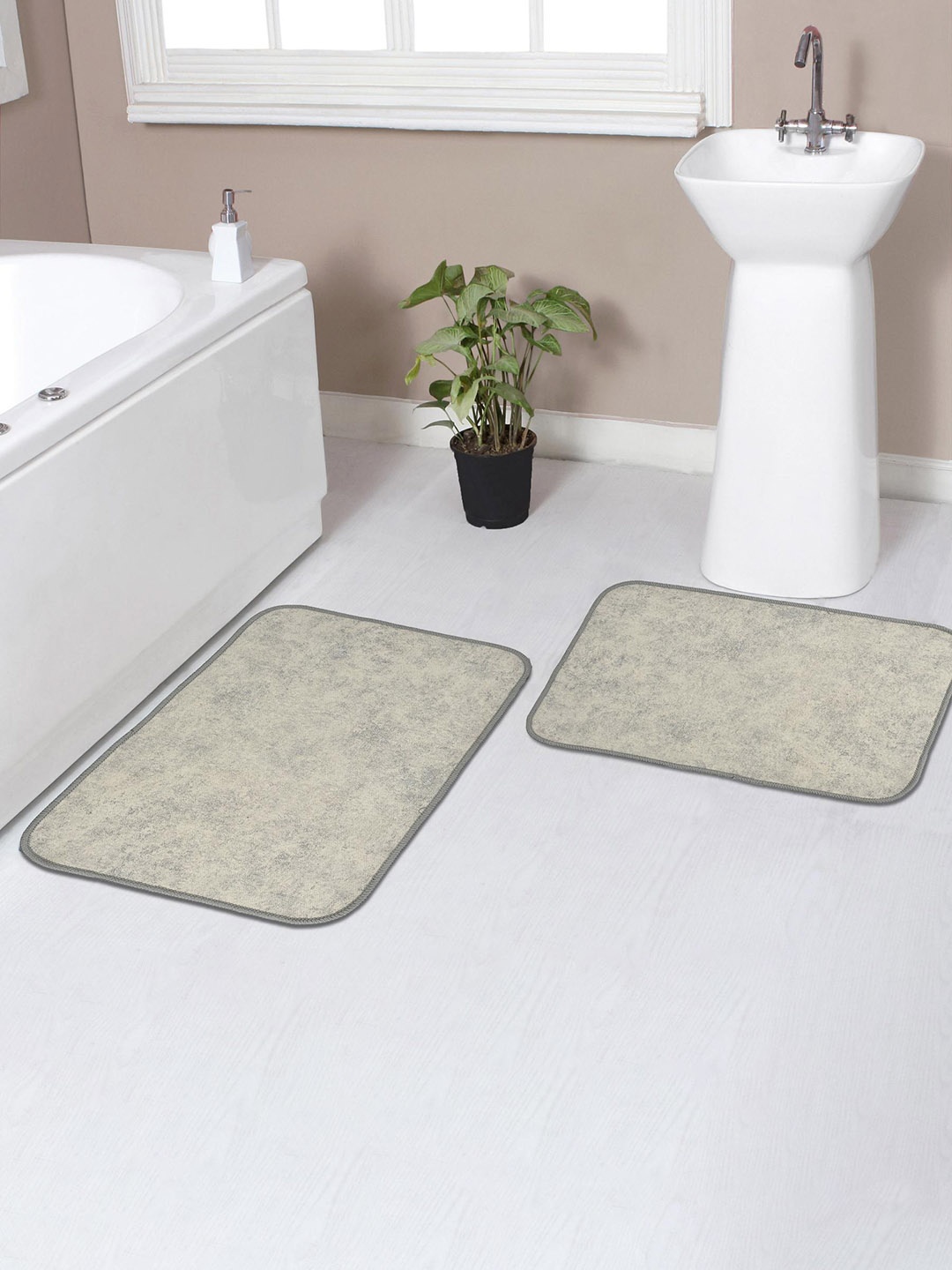 

Florida Grey 2 Pieces Abstract Printed Anti-Skid Doormats
