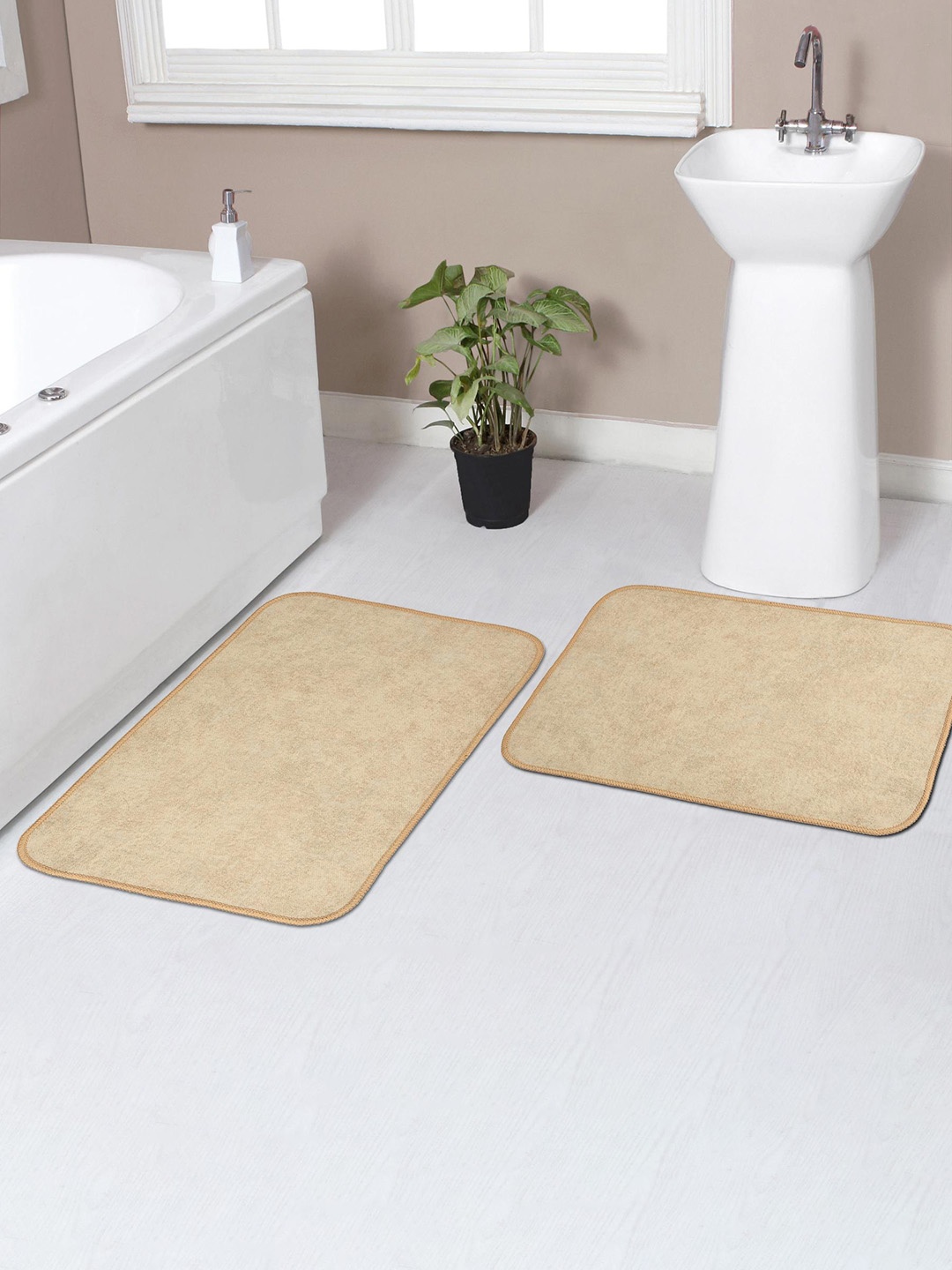 

Florida Brown 2 Pieces Abstract Printed Anti-Skid Doormats