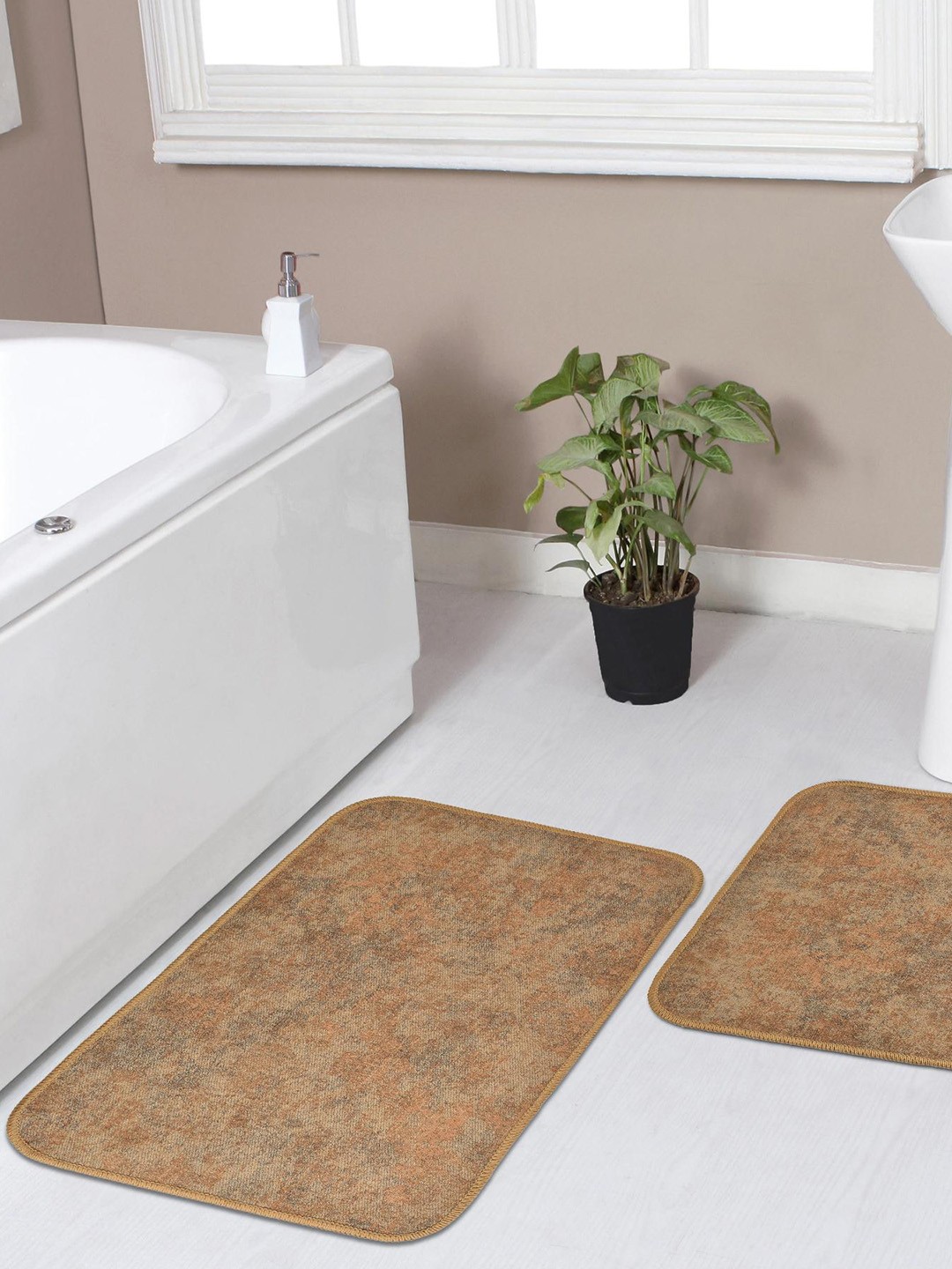 

Florida Brown 2 Pieces Abstract Printed Anti-Skid Doormats