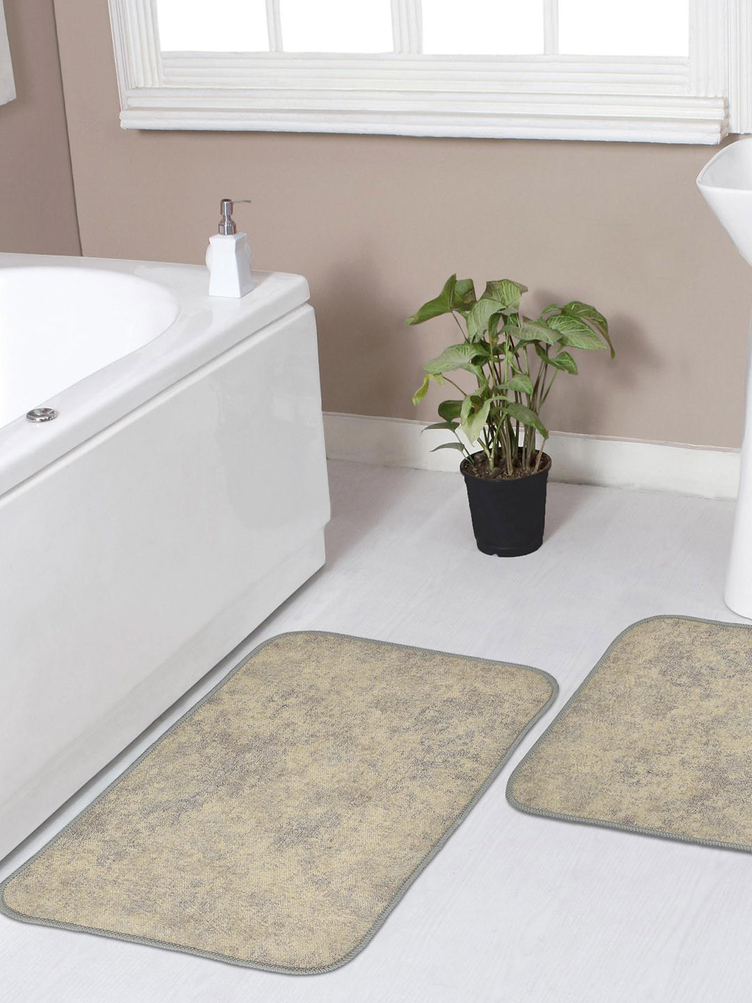 

Florida Brown & Grey 2 Pieces Abstract Printed Anti-Skid Doormats