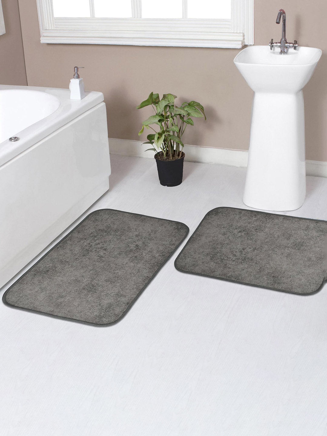 

Florida Grey 2 Pieces Abstract Printed Anti-Skid Doormats