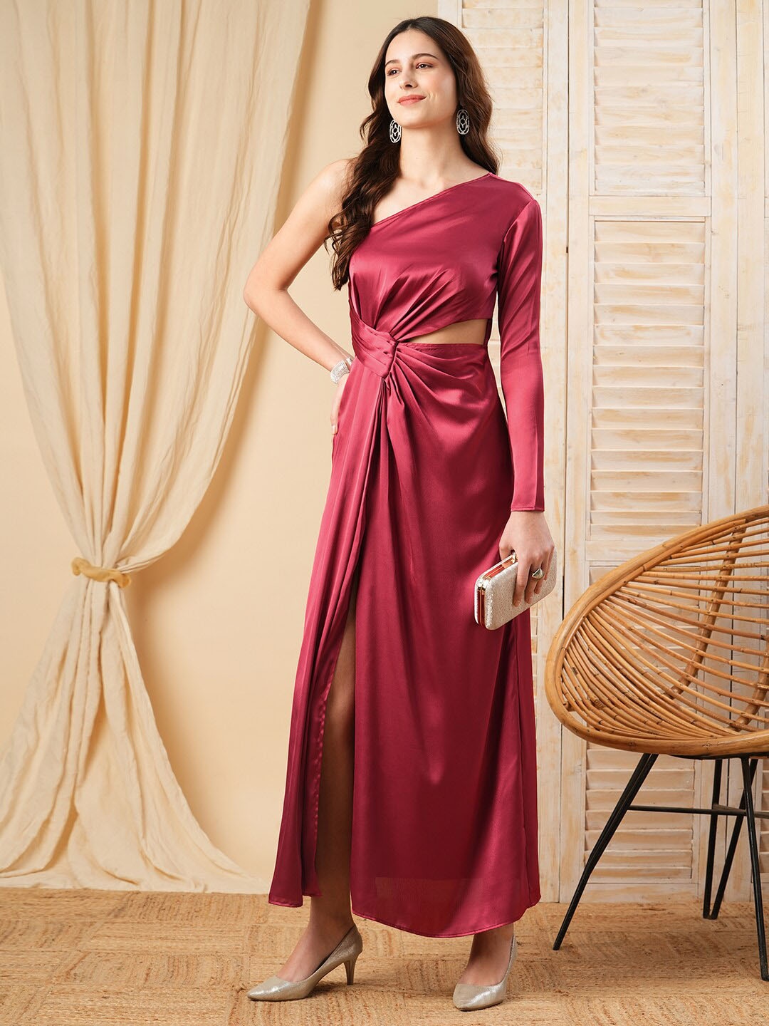 

MISH X Satin Maxi Dress, Red