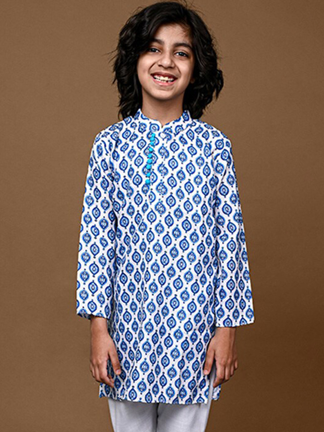 

VESHAM Boys Ethnic Motifs Printed Thread Work Kurta, Blue