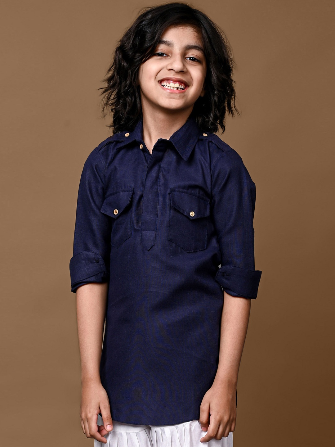

VESHAM Boys Flared Sleeves Kurta, Blue