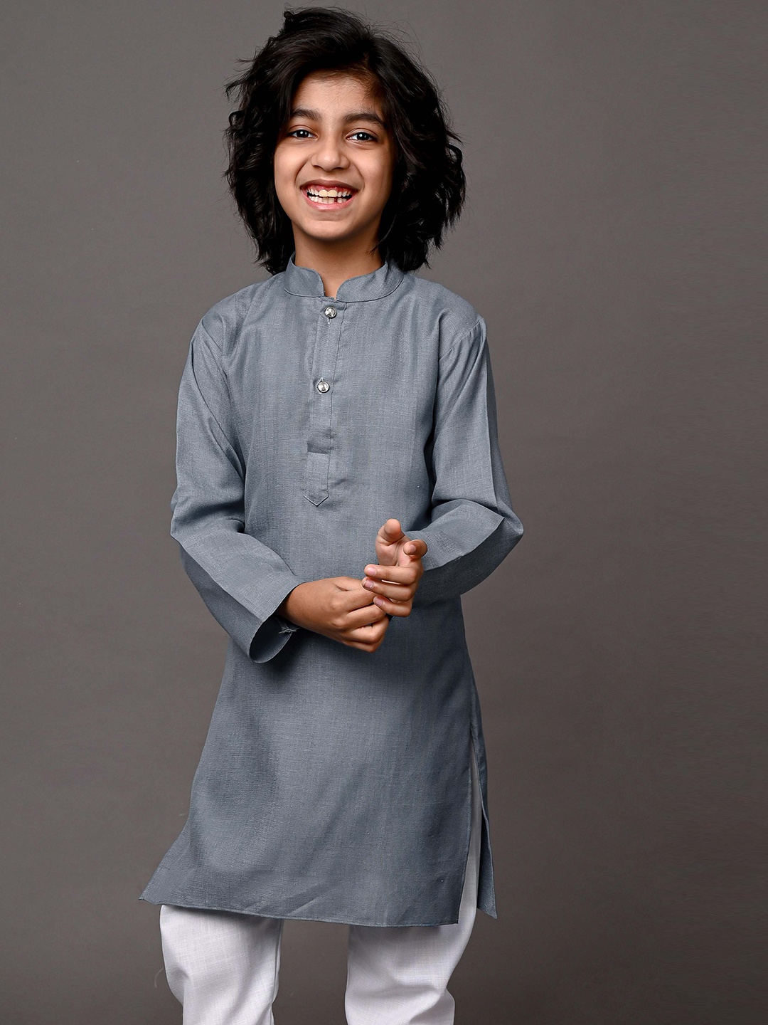 

VESHAM Boys Thread Work Kurta, Grey