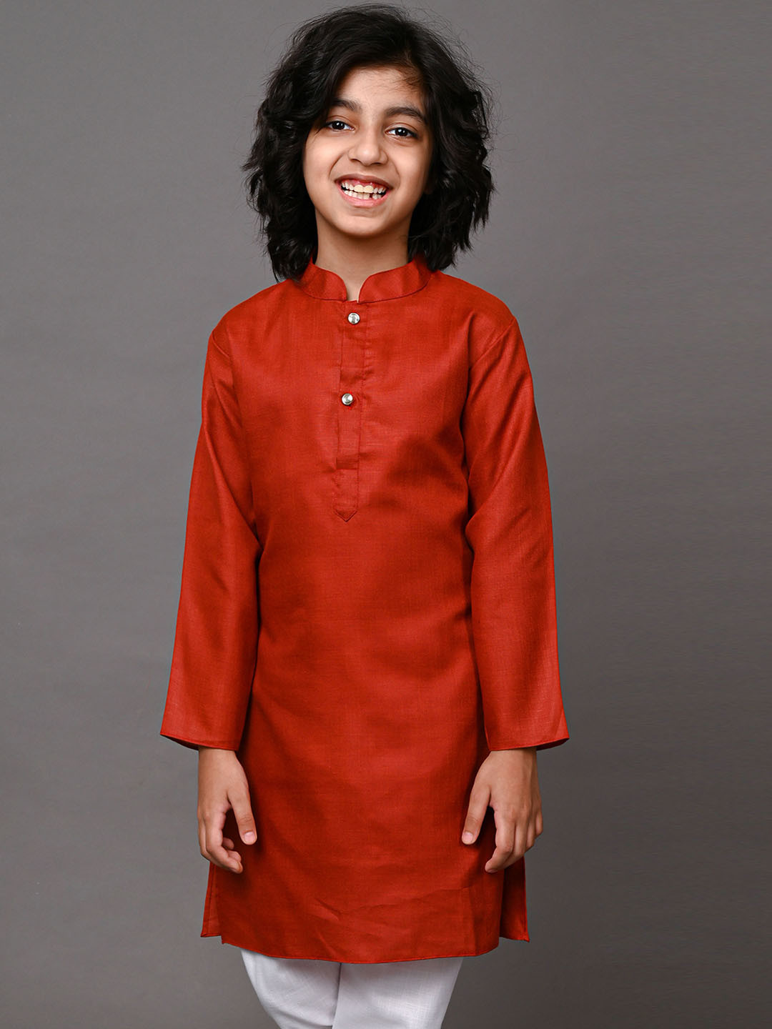 

VESHAM Boys Thread Work Kurta, Rust