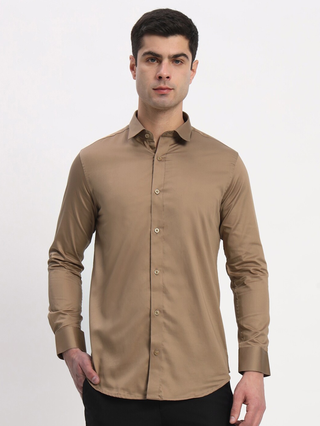 

Hermanos Men Classic Opaque Semiformal Shirt, Bronze