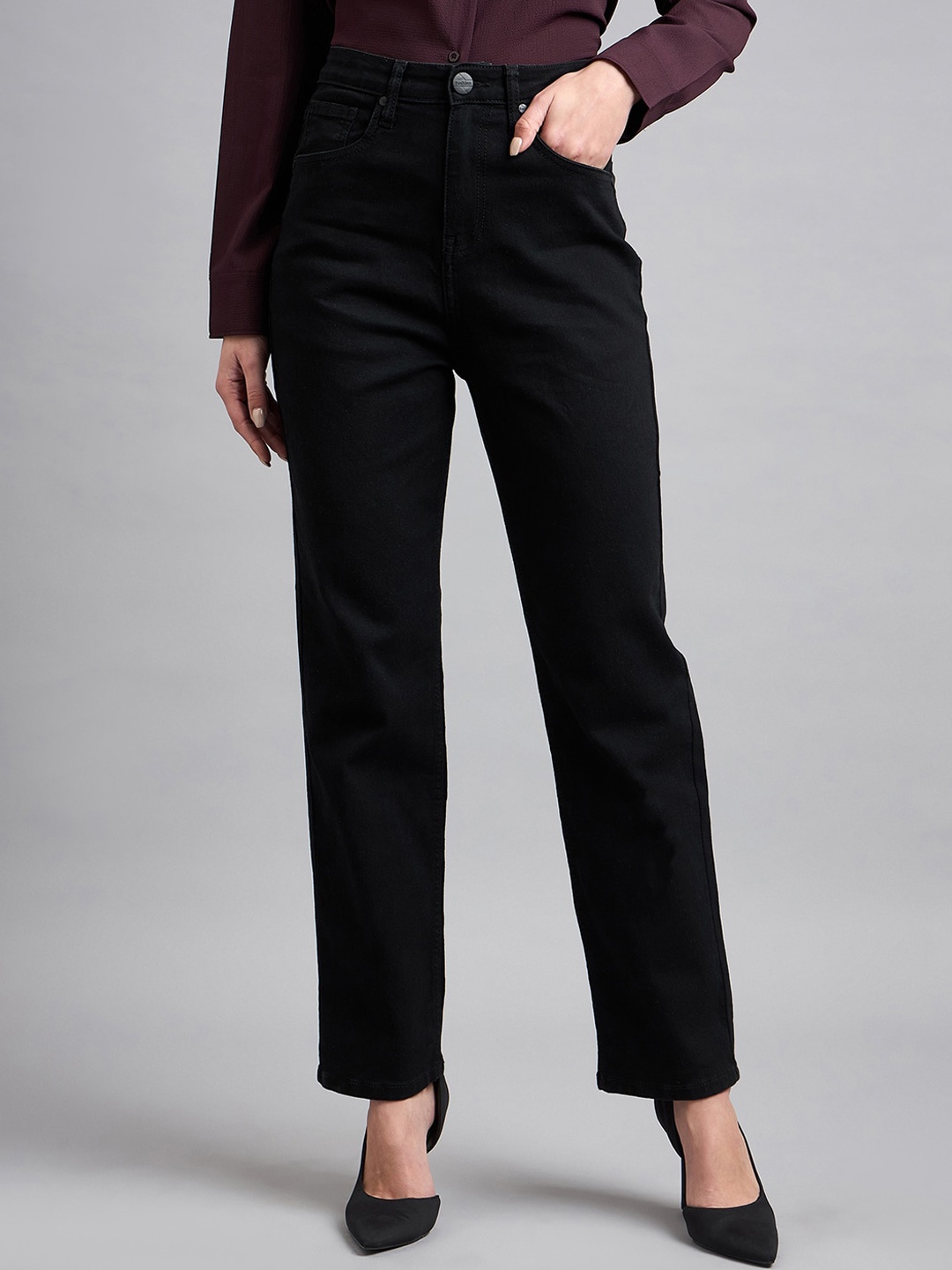 

Style Quotient Women Straight Fit High-Rise Stretchable Jeans, Black