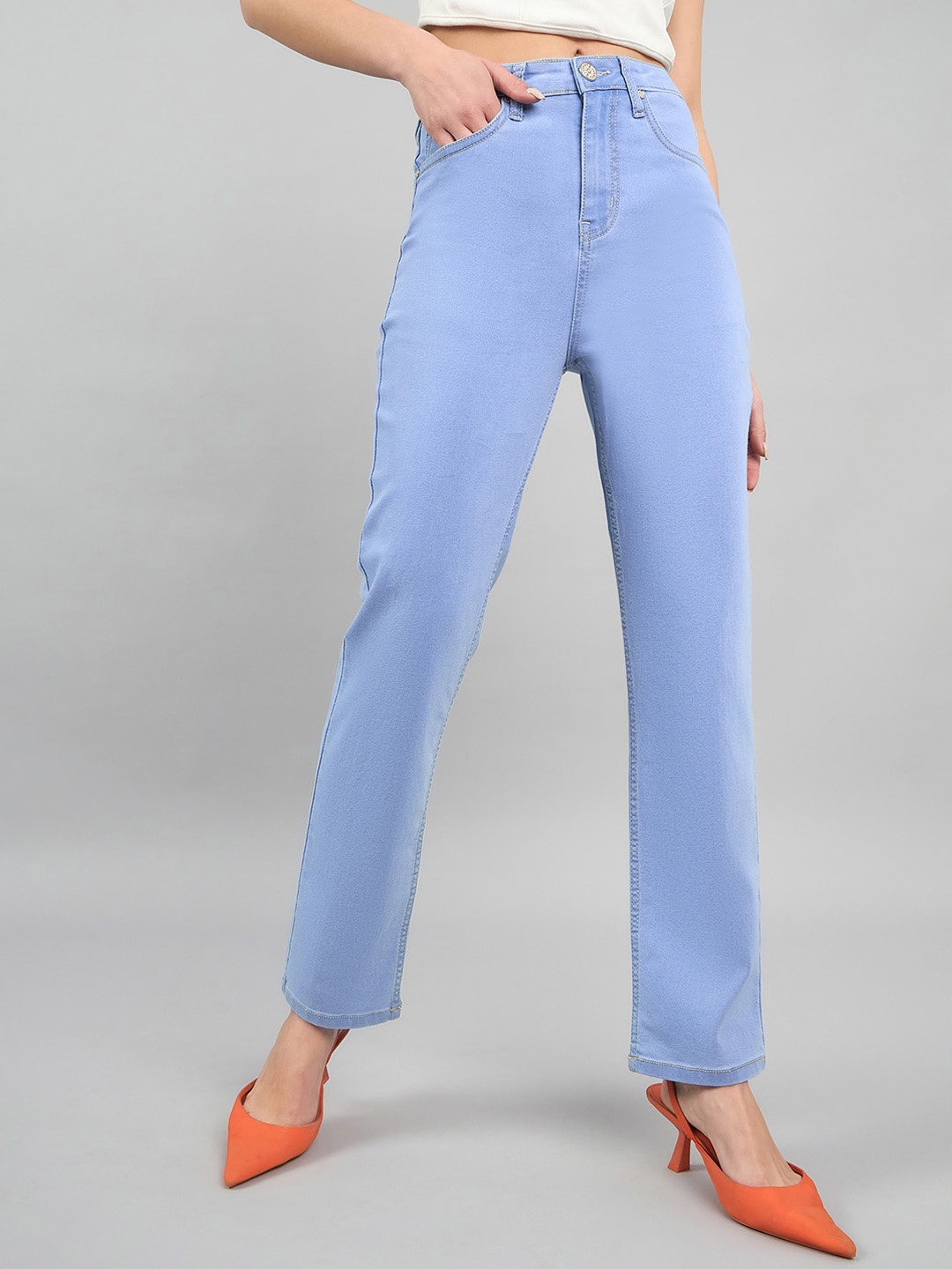 

Style Quotient Women Straight Fit High-Rise Stretchable Jeans, Blue