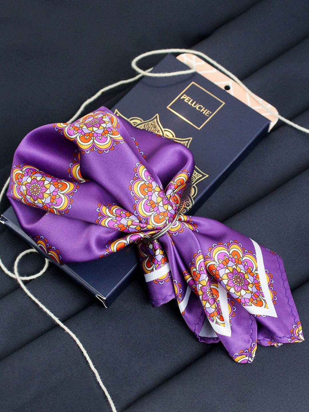 

Peluche Men Floral Flourish Pocket Square, Purple