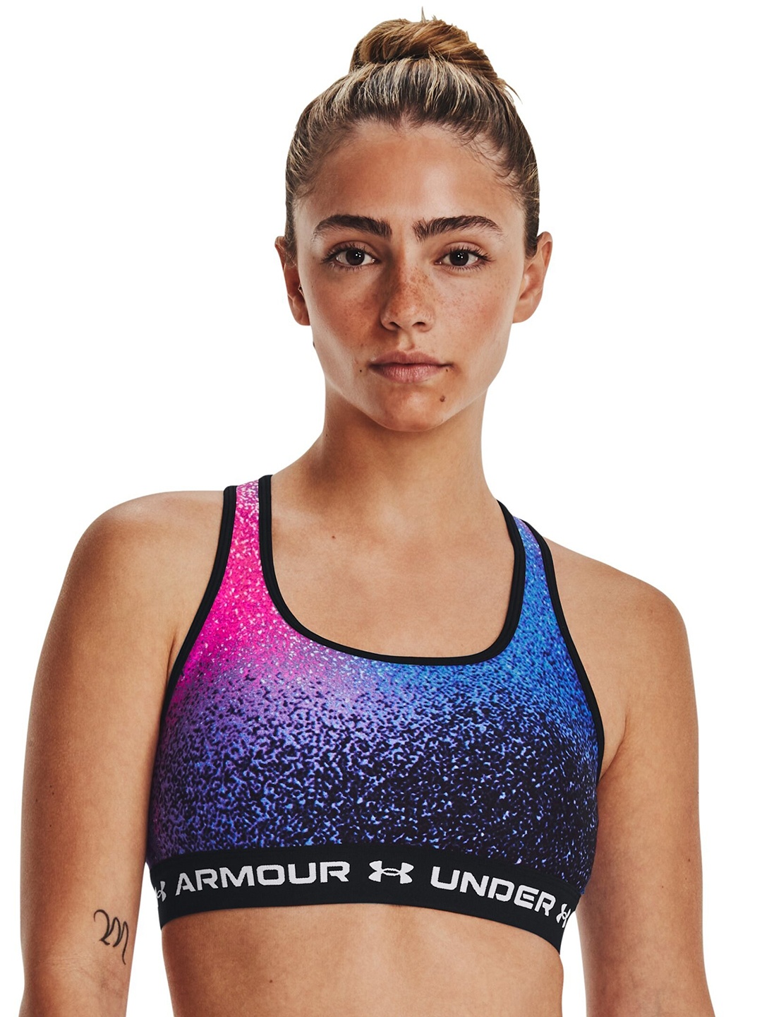 

UNDER ARMOUR UA Mid Crossback Printed Lightly Padded Sports Bra, Blue