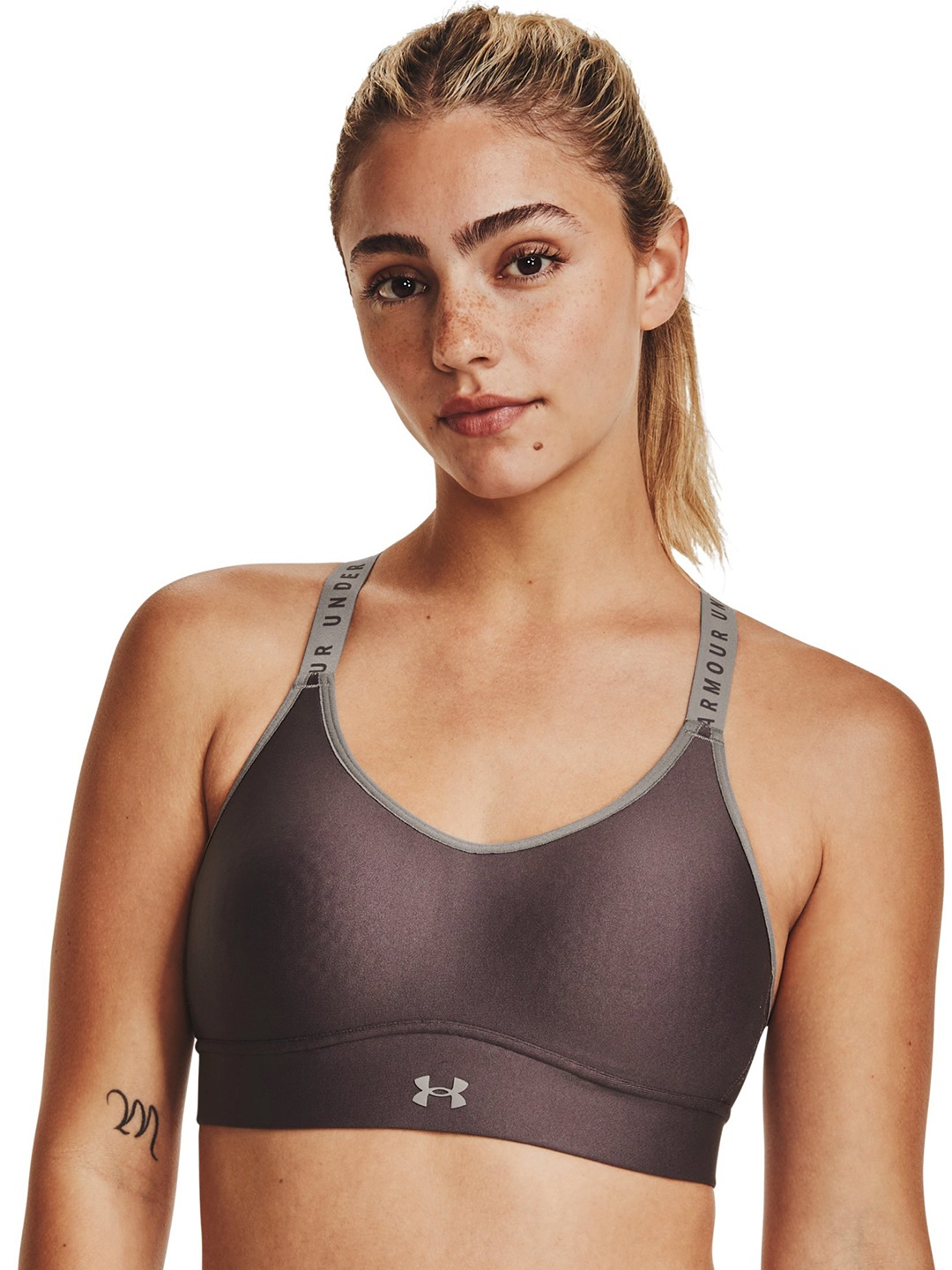 

UNDER ARMOUR UA Infinity Mid Covered Lightly Padded Sports Bra, Grey