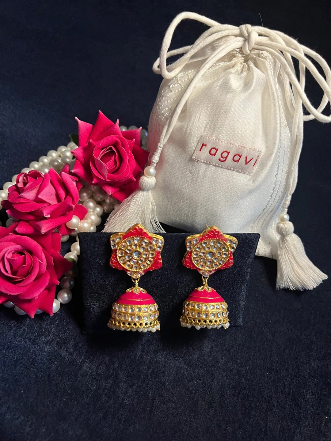 

Ragavi Contemporary Jhumkas Earrings, Pink