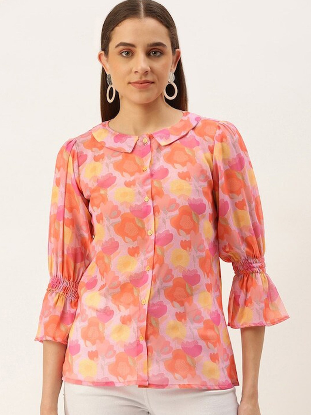 

MELOSO Print Georgette Top, Pink