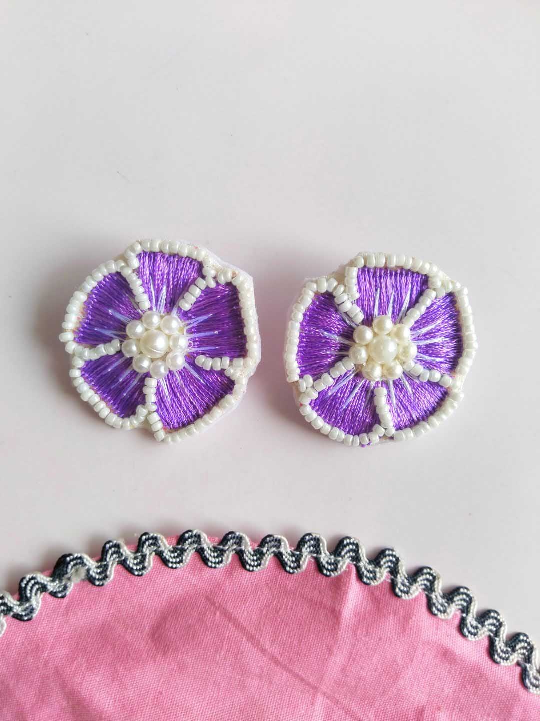 

Anouk Purple Beaded Floral Studs Earrings