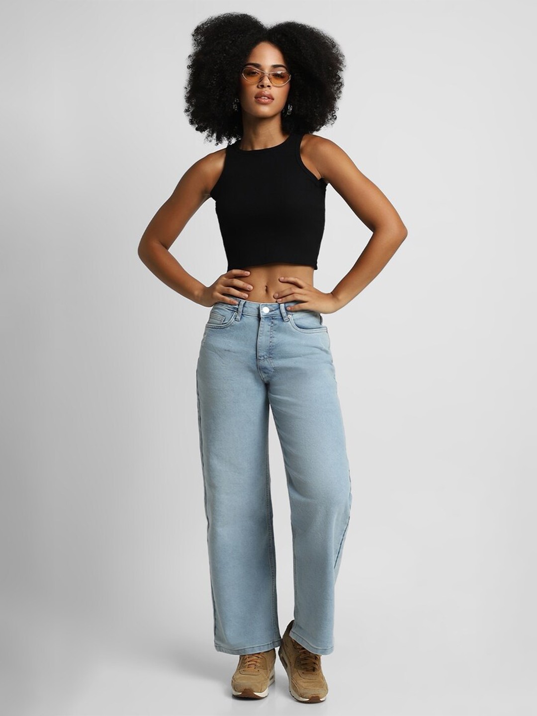 

FOREVER 21 Cotton Crop Top, Black
