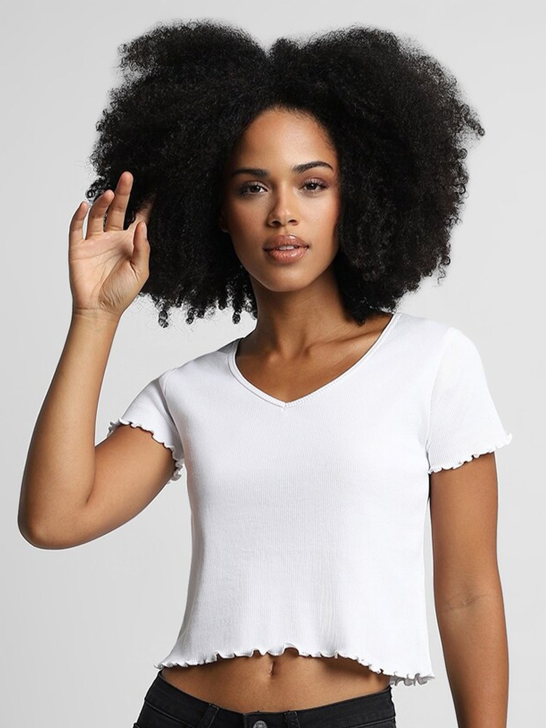 

FOREVER 21 Cotton Crop Top, White