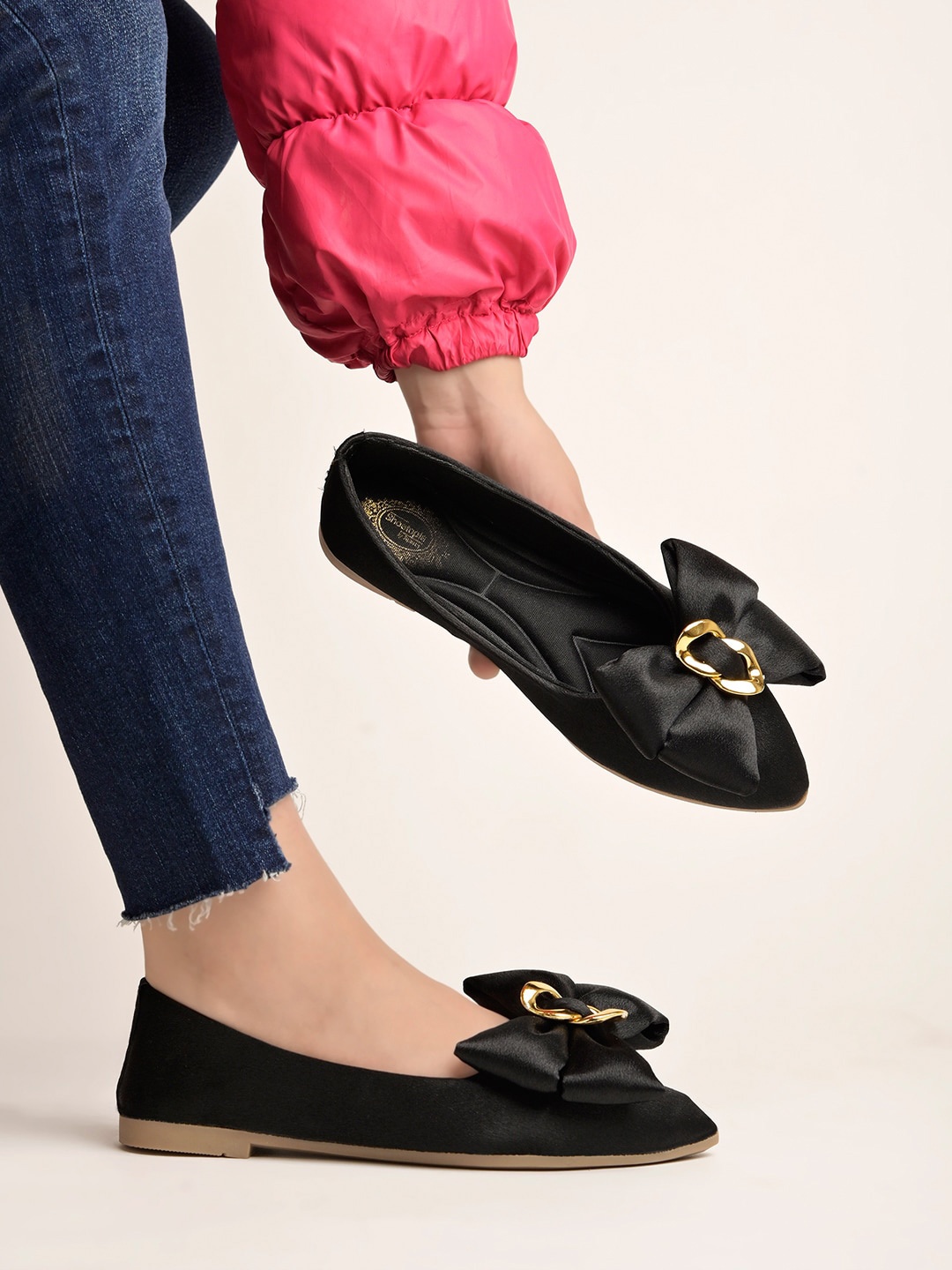 

Shoetopia Girls Party Ballerinas with Bows Flats, Black