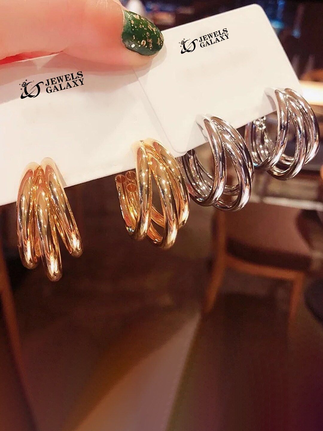

Jewels Galaxy Contemporary Half Hoop Earrings, Multi